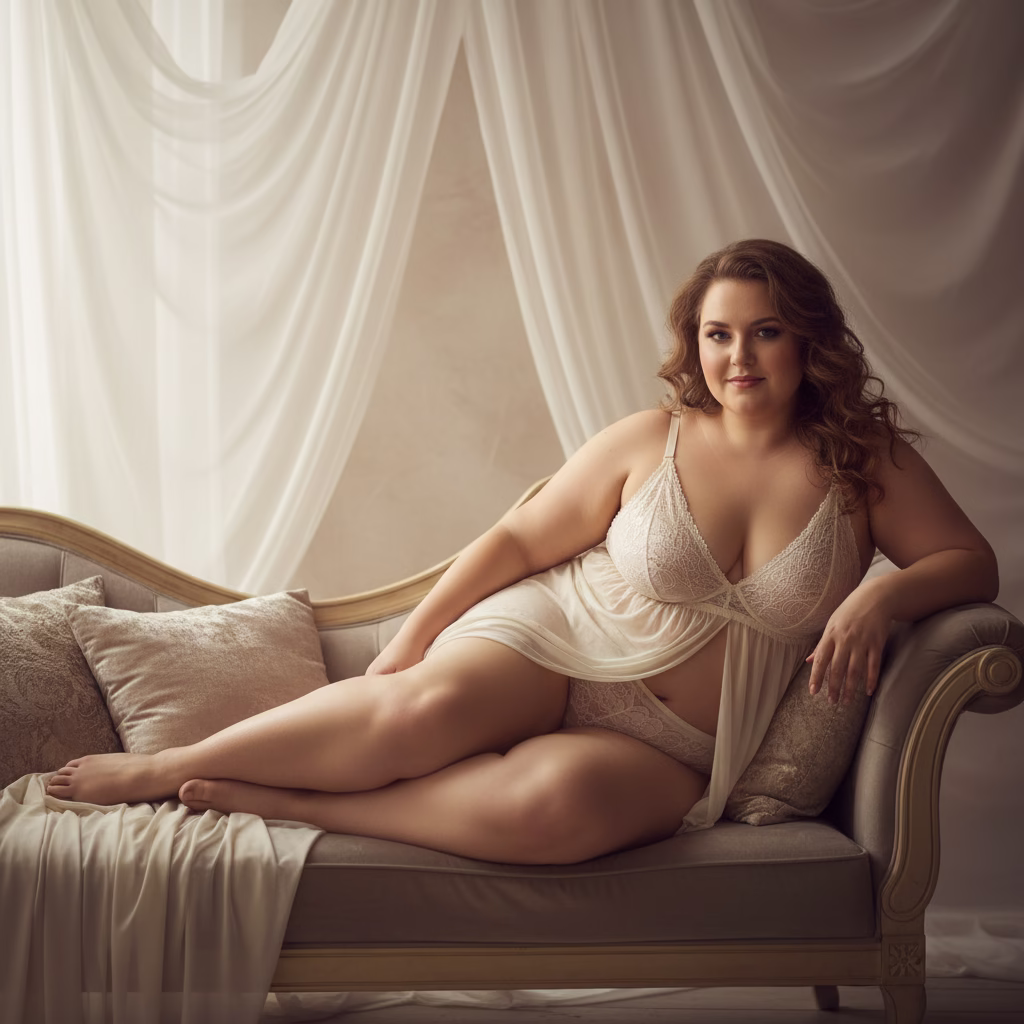Plus size boudoir high waisted lingerie set for a confident and flattering look
