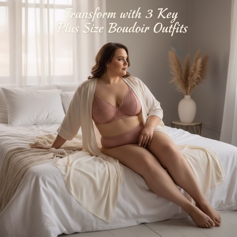 Plus size boudoir lace teddy outfit highlighting curves and confidence